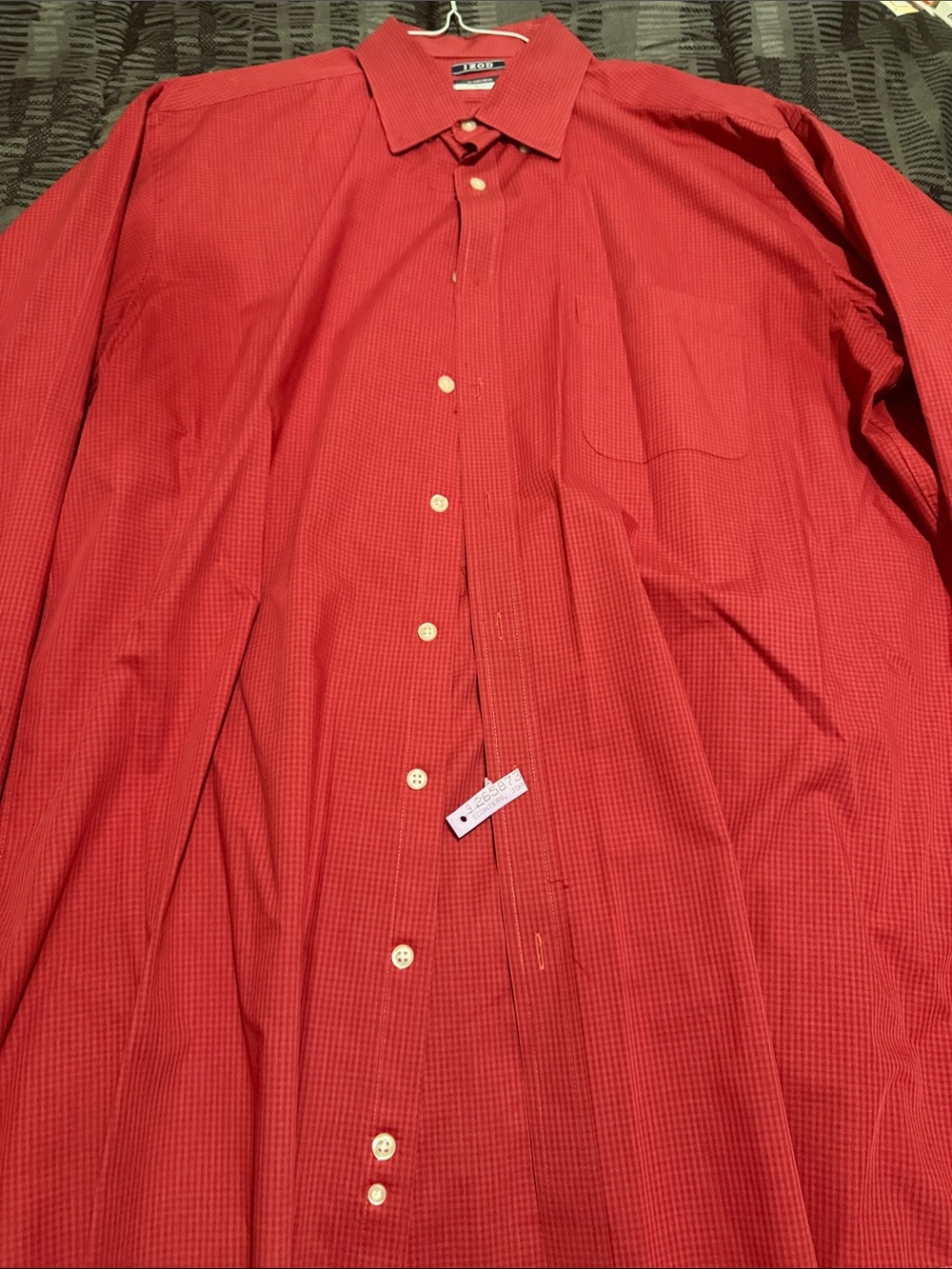 Izod Men's Red Micro-Check Dress Shirt